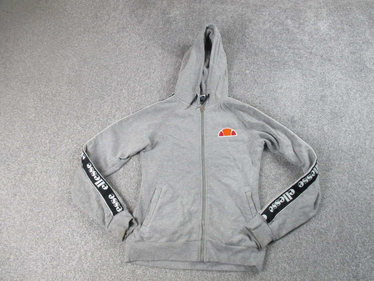 Ellesse Hoodie Womens Size 6 Grey Hooded Full Zip Logo Sweater