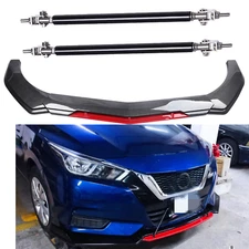 Front Bumper Lip Spoiler Splitter Body Kits Strut Rod For NISSAN VERSA Carbon