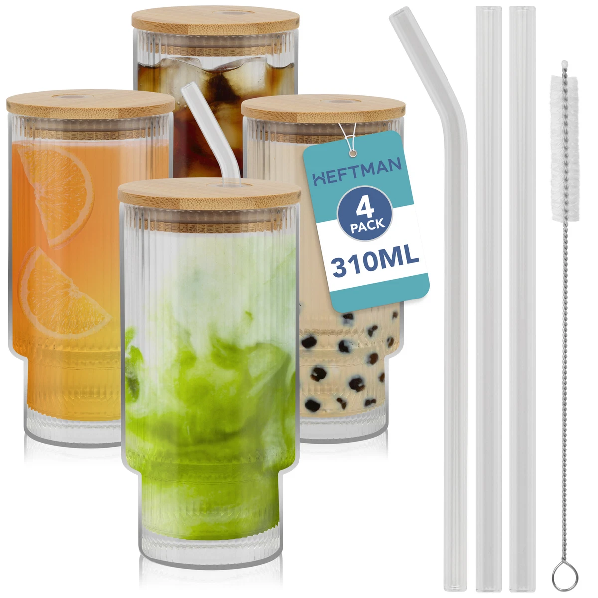 RAZURE Cute 15oz Glass Tumbler With Straw & Lid – Perfect For Iced Coffee, Juice & On-the-Go Drinks - View #9