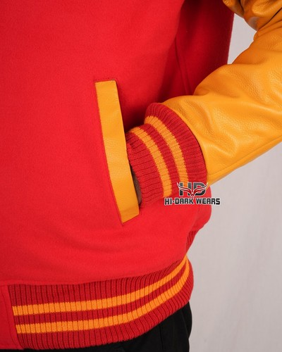 Varsity Letterman Wool & Real Cowhide Leather Sleeves High Quality Bomber Jacket - Picture 37 of 59