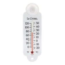 204-111 La Crosse 4" Indoor/Outdoor Small Tube Window Thermometer - White