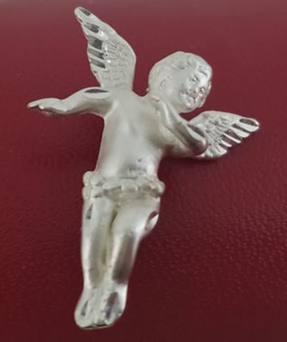 .925 Solid Sterling silver Cherub Angel Spiritual Religious Lapel Pin Brooche - Picture 2 of 3