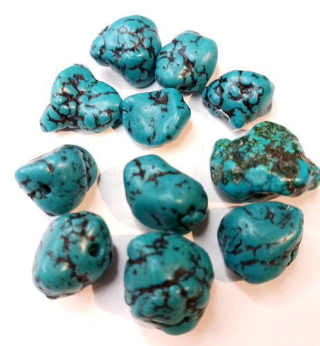 Excellent A LOT Vintage OldStock TURQUOISE Nugget Bead PREMIUM Color SW USA Mine - Picture 5 of 8