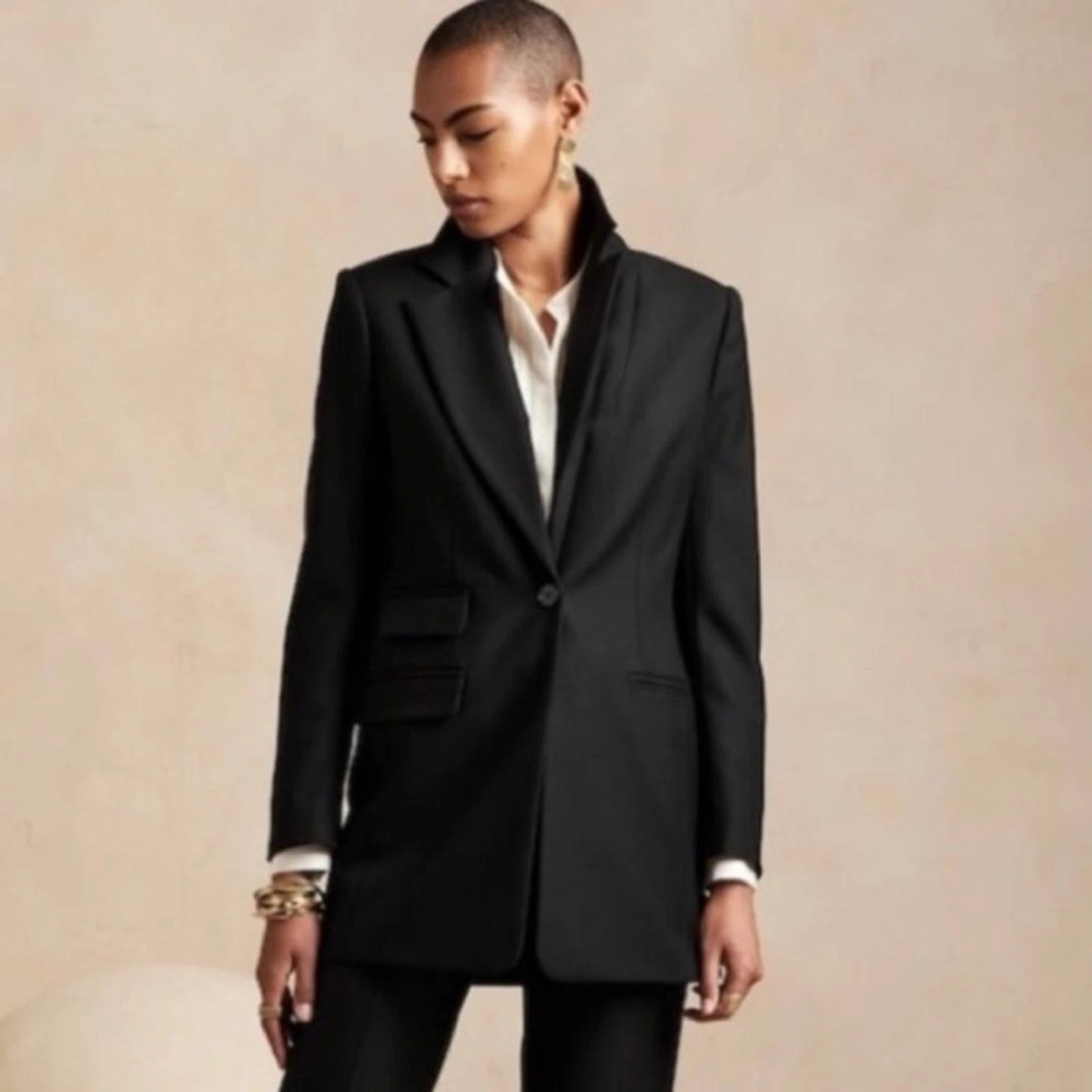 NWT! Banana Republic Black Lido Sculpted Wool Blazer - Size 8