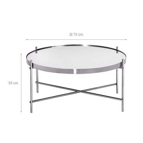 Tavolino da caffè rotondo Ø 75x35 cm cromato vetro e metallo WOMO-DESIGN® - Foto 5 di 5