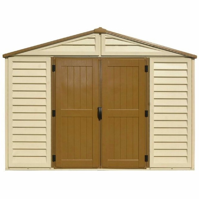 Duramax Woodbridge Plus 10x10 Vinyl Storage Shed w/ Foundation Kit for