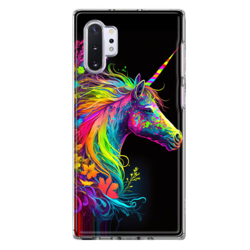 For Samsung Galaxy Note 10 Plus Shockproof Neon Rainbow Unicorn Floral Case - Picture 1 of 3
