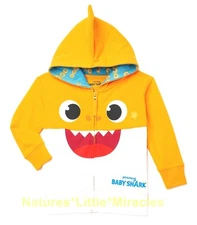 Baby Shark Hoodie Zip Jacket Boys Girl Costume Sweat Shirt Hood Pinkfong Doo NEW