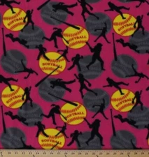 Fleece Softballs Fastpitch Players Bats Hot Pink Fleece Fabric Print A408.04