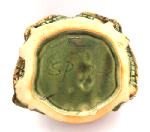 Vintage Majolica Double Foo Dragon Planter Hand Painted Embossed Marked - Picture 11 of 12