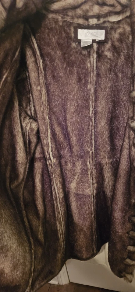 Casaco de couro marrom camurça jaqueta de pele sintética feminino tamanho 2X marrom - Imagem 4 de 4