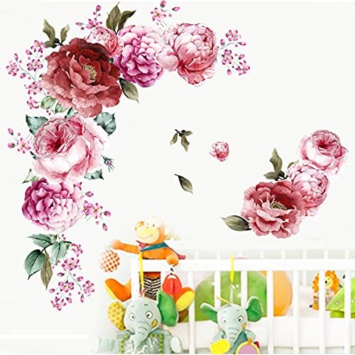 Peony Flower Wall Stickers 3d Pink Flowers Wall Decals Peel And Stick Removable - Picture 5 of 7