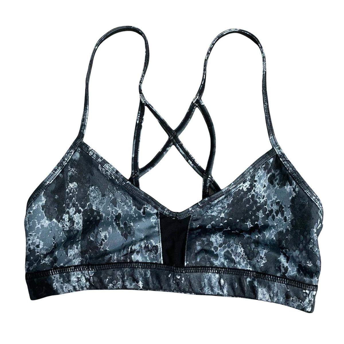 Alo Yoga Goddess Bra XS black python strappy sports bra active low impact