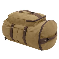 Coyote Brown/Brown Two-Tone Convertible Cotton Canvas Duffle Backpack 19" X 11"