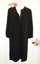 TRIBAL Sz M 1/4 Zip Black Stretch Dress 3/4 Sleeve Knee Length