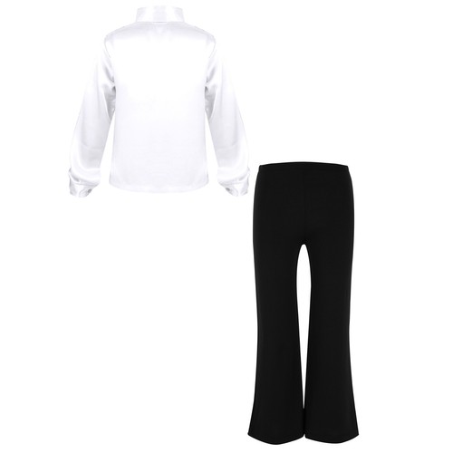 Boys Sparkly Sequins Latin Jazz Dance Button Down Shirts with Flared Pants Set - Picture 56 of 71