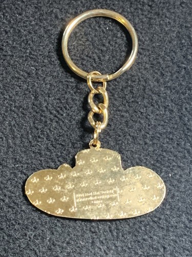 Vintage Red Hat Society With Purple Bow Gold Toned Metal Keyring Keychain - Picture 9 of 9