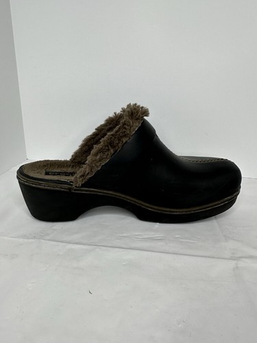 Crocs Cobbler Eva Mule Size 10 Brown Rubber Slip On Faux Fur Lined Clog Heal - Picture 8 of 10