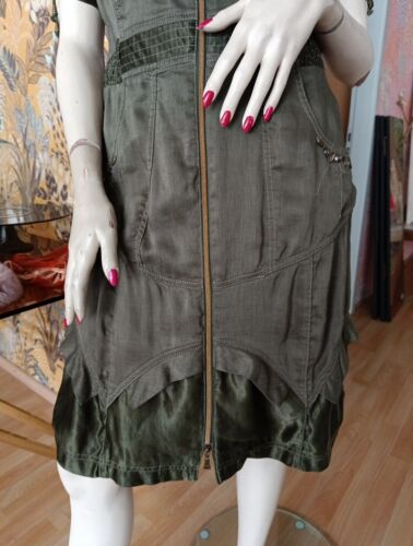 BIBA GEhrock Blusenkleid Kleid Jacke Oliv CUPRO Seide-46% Leinen 54% Größe 40 - Bild 14 von 18