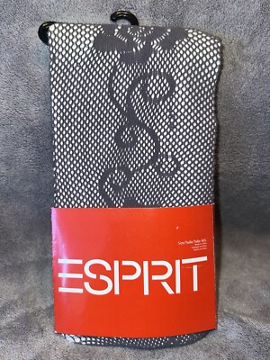 Esprit Gray Floral Fishnet Tights Pantyhose Size M/L - 1 Pair / New