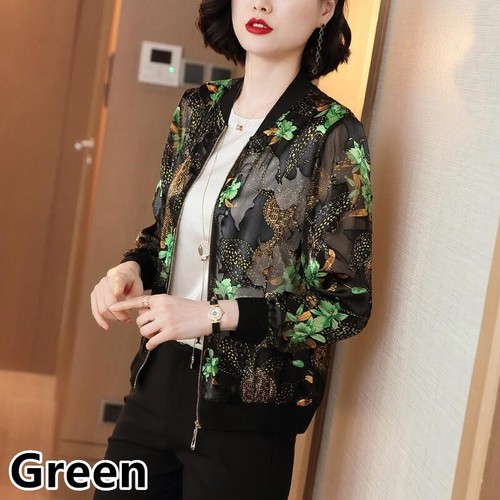Lady Chiffon Coat Cropped Floral Jacket Tops Cardigan Bomber Blazer Top Retro - Picture 16 of 16