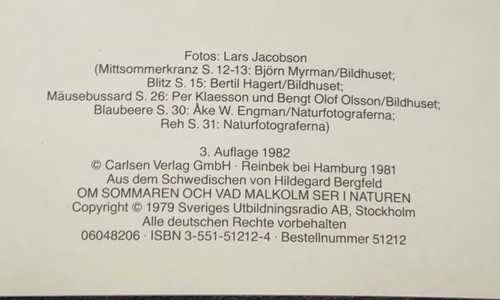 Malkolm erlebt den Sommer, Carlsen Verlag, 1982, German, PB/VG - Picture 5 of 5