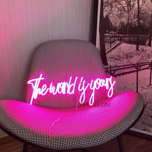 27" The World Is Yours LED Neon Light Sign Party Home Bedroom Wall Decor Artwork - Picture 4 of 6