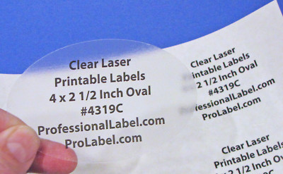 Oval 4 x 2 1/2 inch Clear Glossy Laser Printable Labels 25 Sheets 4319C ...