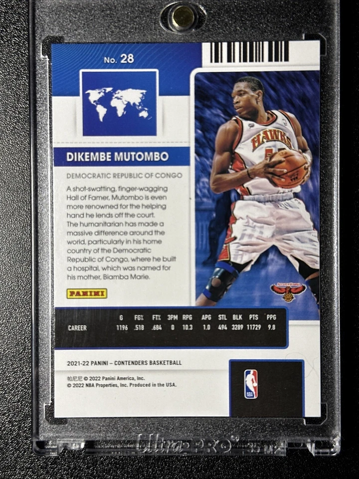 2021-22 Panini Contenders - International Ticket #28 Dikembe Mutombo - Green Ice - Image 2 of 4