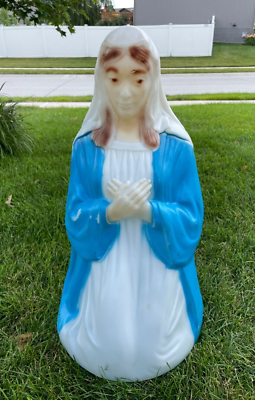#ad Vintage 26quot; Mary Blow Mold Nativity Blue White Nativity Christmas W LIGHT PLUG $39.99