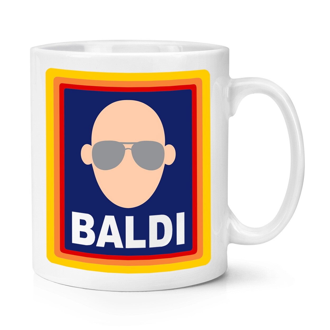Baldi White 10oz Mug Cup Bald Funny Grandad Dad Uncle Old Joke Rude Birthday OAP