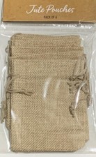 Mini pouches Jute 6 X Pouches Linen Style Drawstring Gift Bags Wedding favour