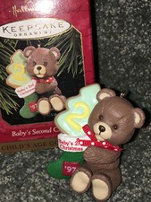 Hallmark Andenken 1997 BABYS Zweite Weihnachten Ornament 2nd Teddybär Vintage