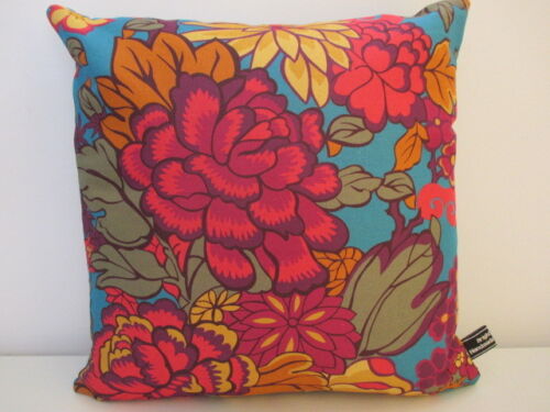 Liberty Cottage Garden Vintage Cotton & Blue Velvet Fabric Retro Cushion Cover - Picture 11 of 12