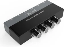 AM-K4 6.35Mm Audio Mixer [Ultra-Low Noise, Hifi AMP] 4-Channel Line-In 1/4” Mini
