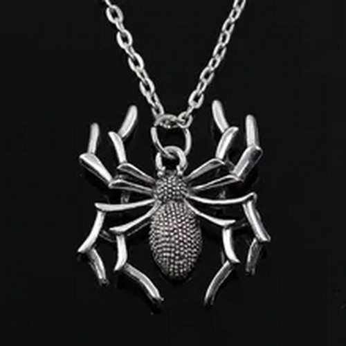 Collana in metallo con pendenti ragno colore argento insetti moda collane 1pz - Foto 7 di 12