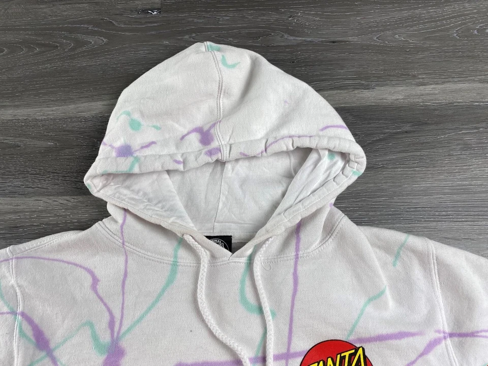 SANTA CRUZ графический логотип пуловер белый Croptop с капюшоном толстовка женщин средний - Изображение 4 из 4