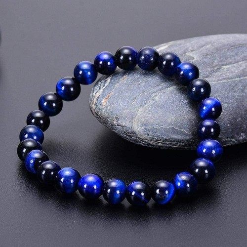 6/8/10mm Natural Stone Blue Tiger Eye Malachite Beads Bracelet Men Women Jewelry - Picture 12 of 38