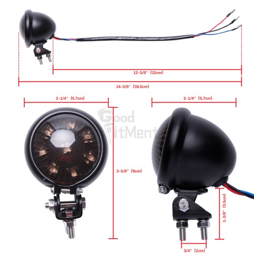 Motorrad LED Rücklicht Bremsleuchte Schwarz Universal Custom Old School Bobber - Bild 5 von 12