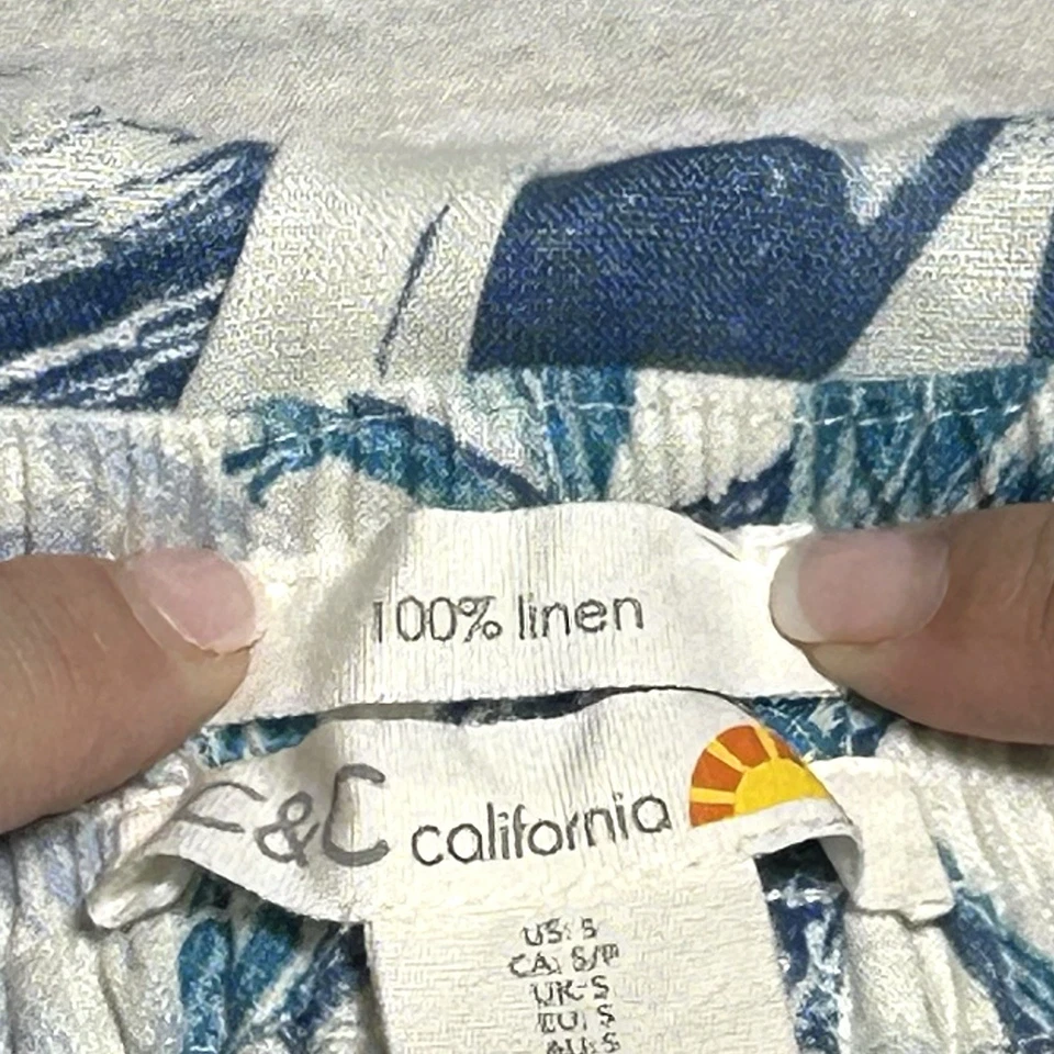 C&C California Women's 100% Linen Wide Leg Floral Pants, Pull On, Size S - Image 2 of 3