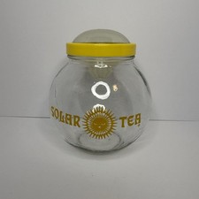 Solar Tea Glass Jar with Yellow Lid & Dome Top 1 Gallon Sun Graphic Sun Tea