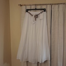 Zara Gathered Waist Midi Cotton Skirt Med White NWT
