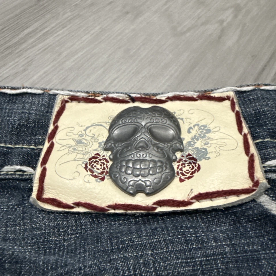 Vintage Y2K Laguna Beach Jean Distressed Skull Jeans Mens Size 31x33  - Image 3 of 4