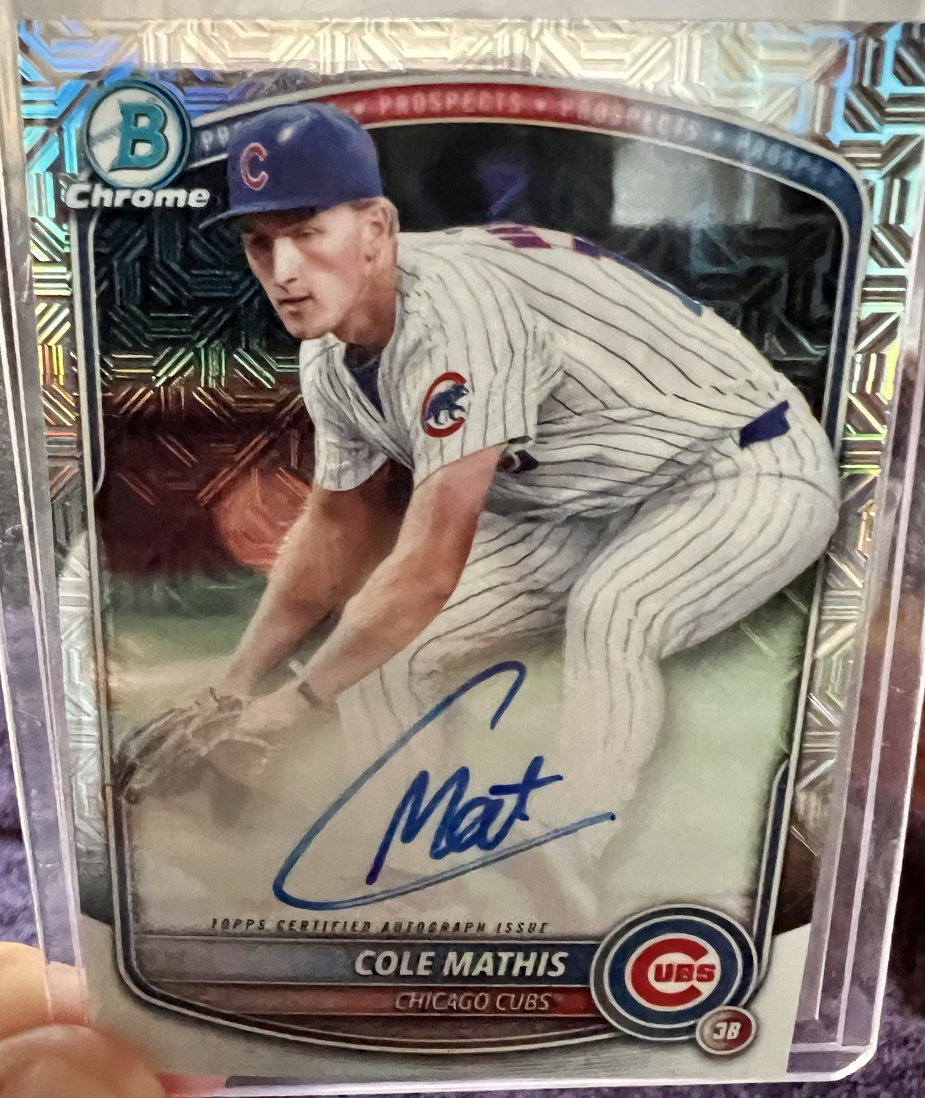 Cole Mathis 2025 Bowman Chrome Mojo Refractor Auto #BMA-CM Cubs Autograph