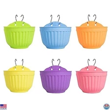 ORIMERC 6 Pack Colorful Wall Hanging Planters for Indoor Outdoor Plants, Hanging