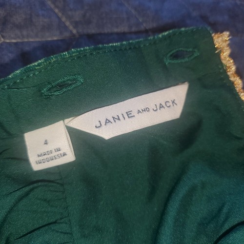 Janie and Jack Girls Size 4 Puff Sleeve Wide Leg Velvet Jumpsuit Emerald Green - Picture 5 of 9