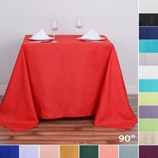 6 pcs 90" SQUARE POLYESTER TABLECLOTHS Wedding Party Catering Dinner Home Linens