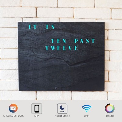 WordClock Jupiter Dark Slate - Wortuhr ENGLISCH- modern LED Wall Clock