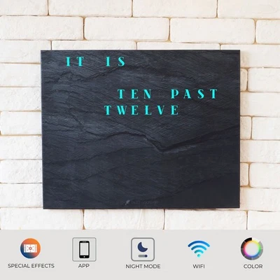 WordClock Jupiter Dark Slate - Wortuhr ENGLISCH- modern LED Wall Clock - Bild 1 von 4