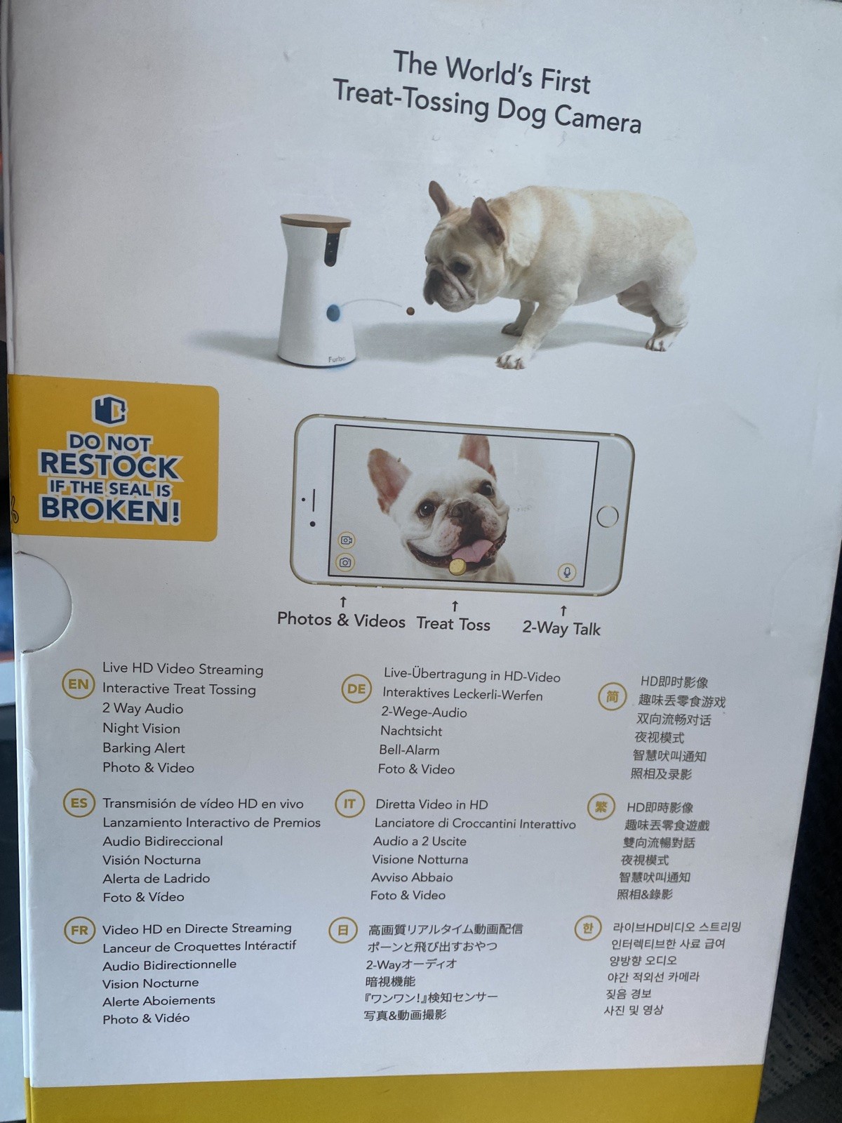 NEW SEALED FURBO PET DOG CAT CAMERA WITH TREAT TOSSING 2 WAY AUDIO FULL HD WIFI